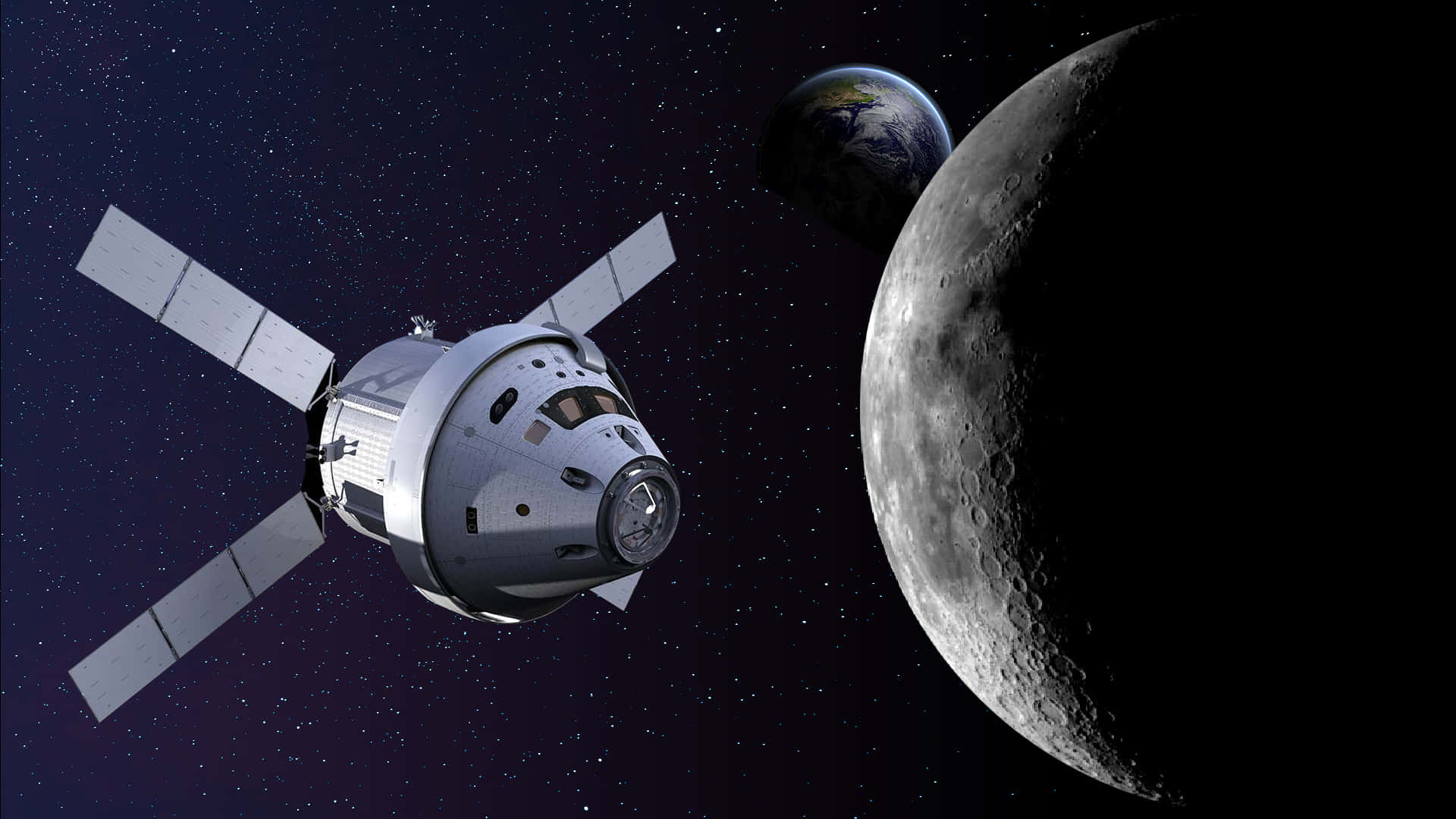 A Spacecraft Is Flying Near The Moon
