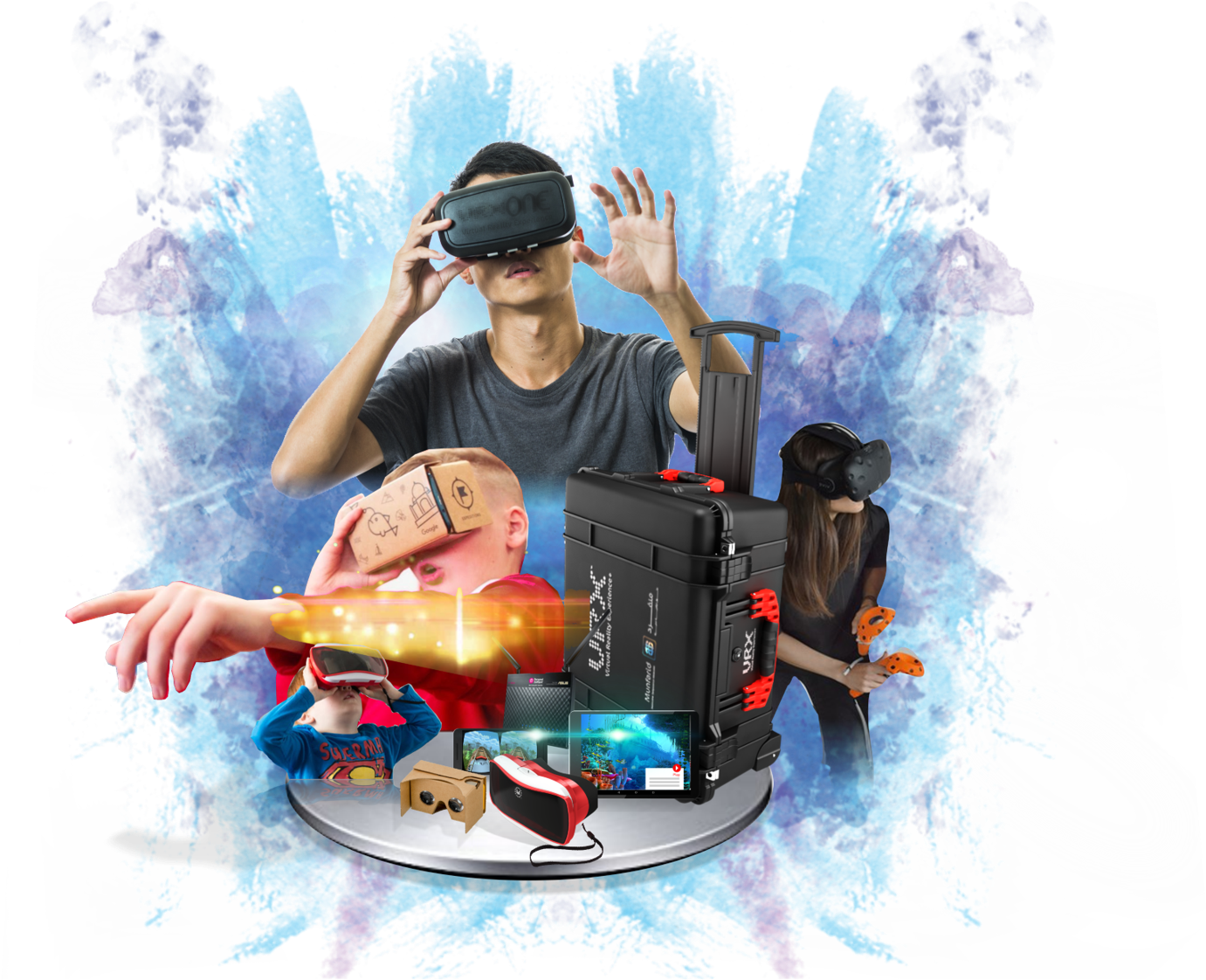 Virtual Reality Experience Collage PNG