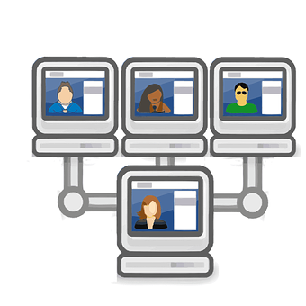 Virtual Team Connection Illustration PNG
