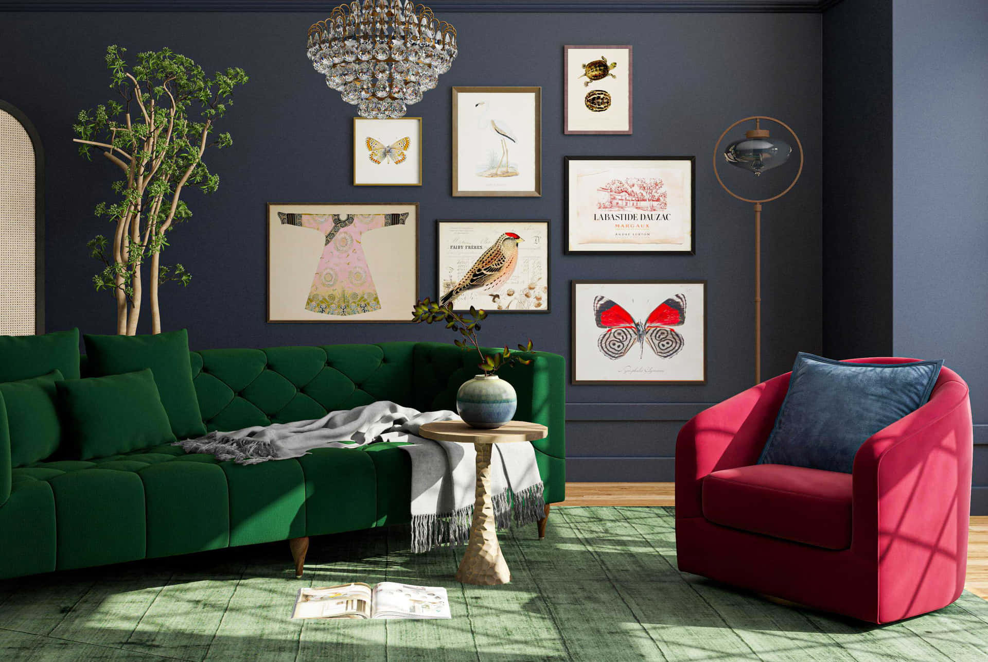 Grøn sofa Rød Stol Virtuel Zoom Baggrund