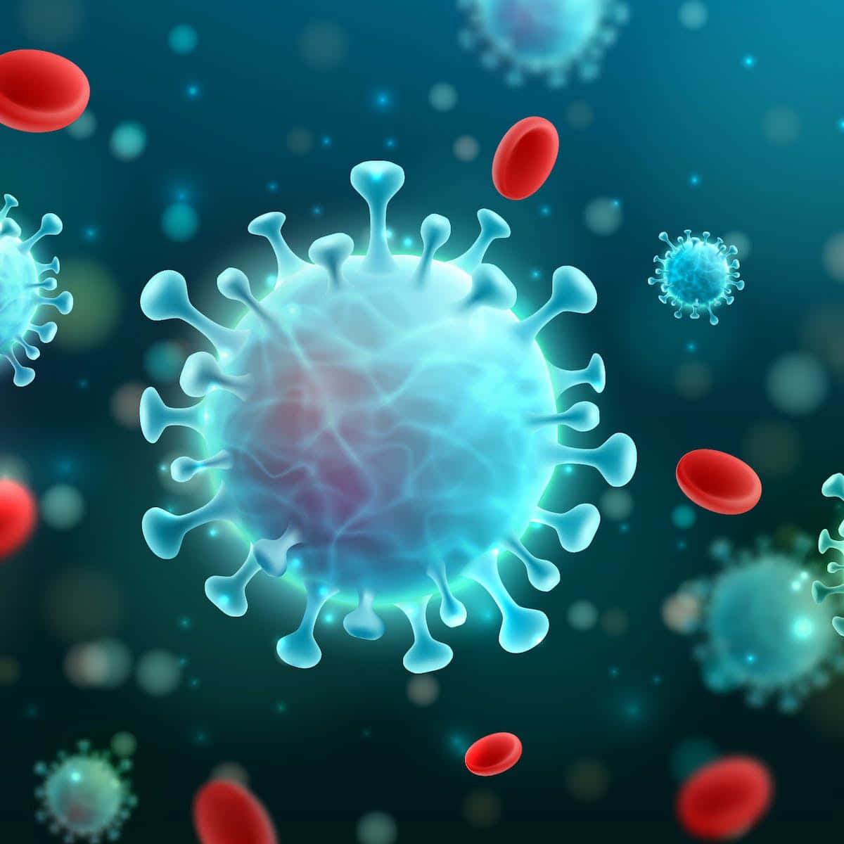 Virulent Viruses In Red And Blue Wallpaper