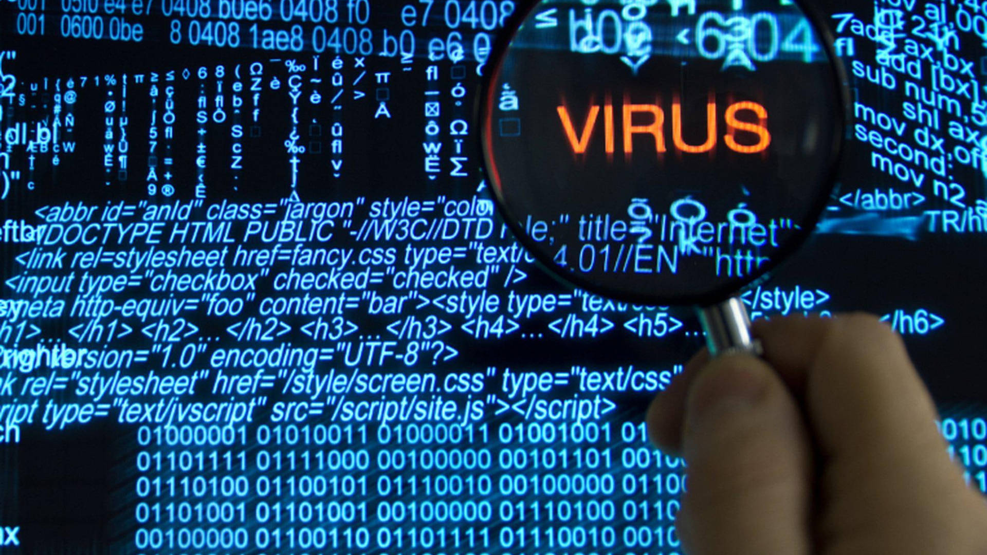 Virus I Koder Og Script Hacker 4K Tapet Wallpaper