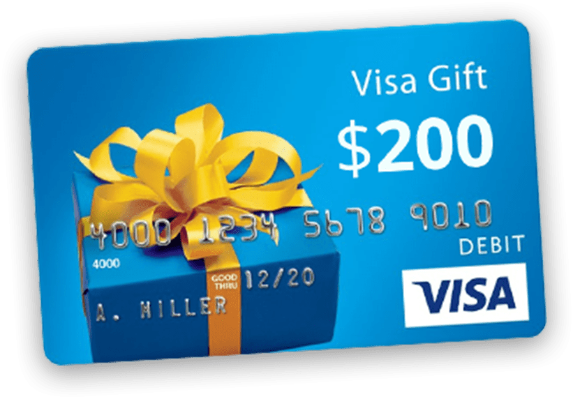 Visa Gift Card200 Dollars With Golden Ribbon PNG