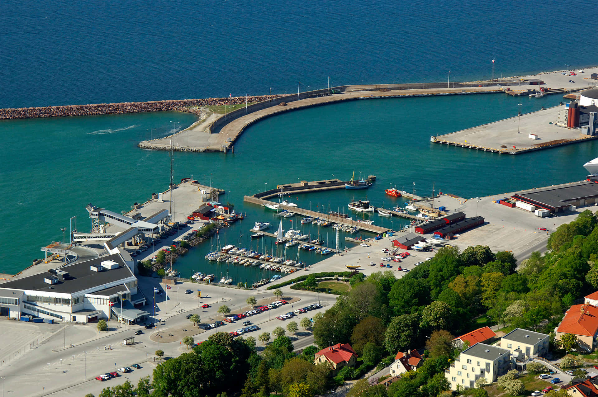 Visby Harbor Aerial View Wallpaper