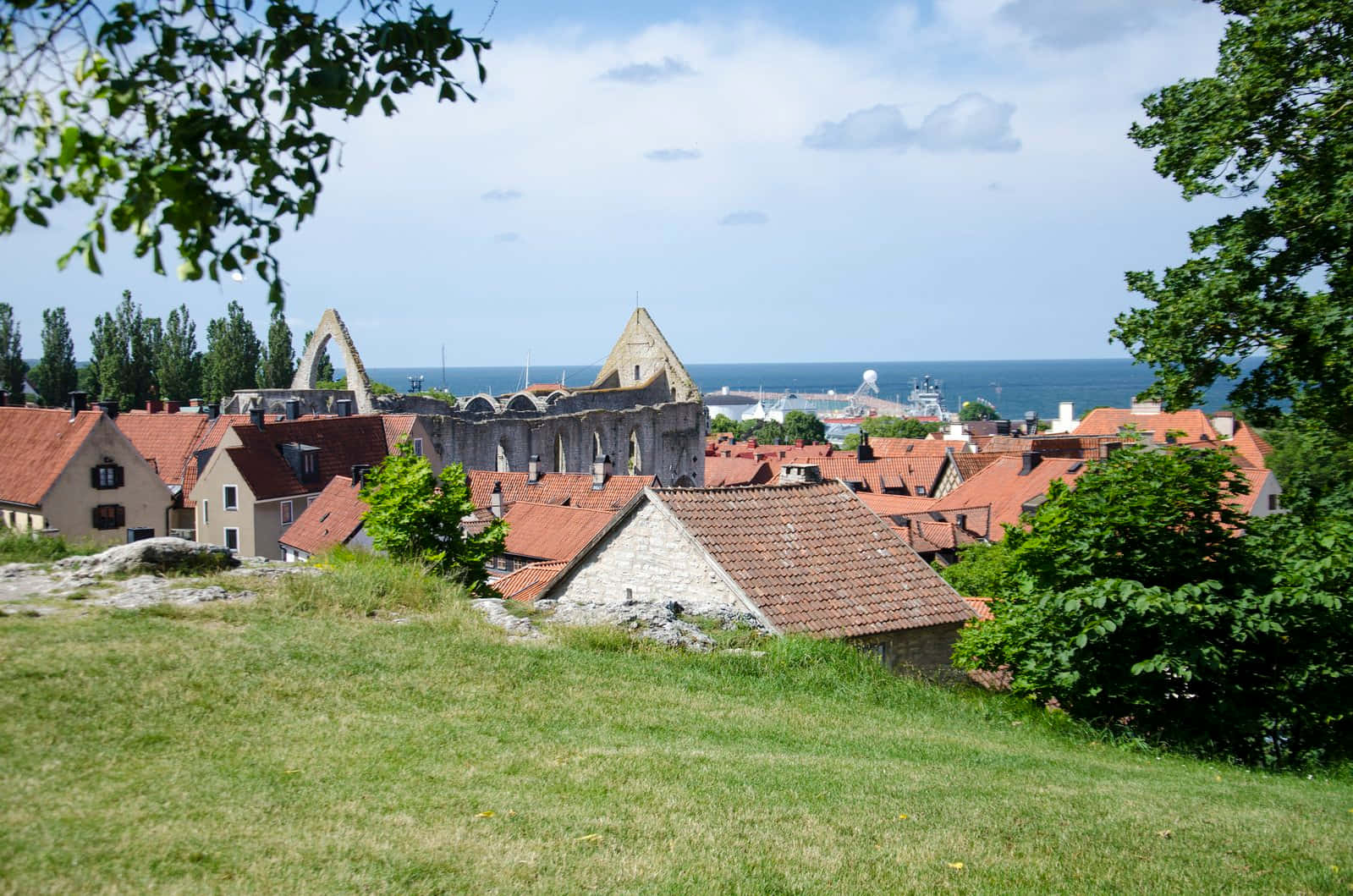 Visby Medieval Town View Sweden Wallpaper