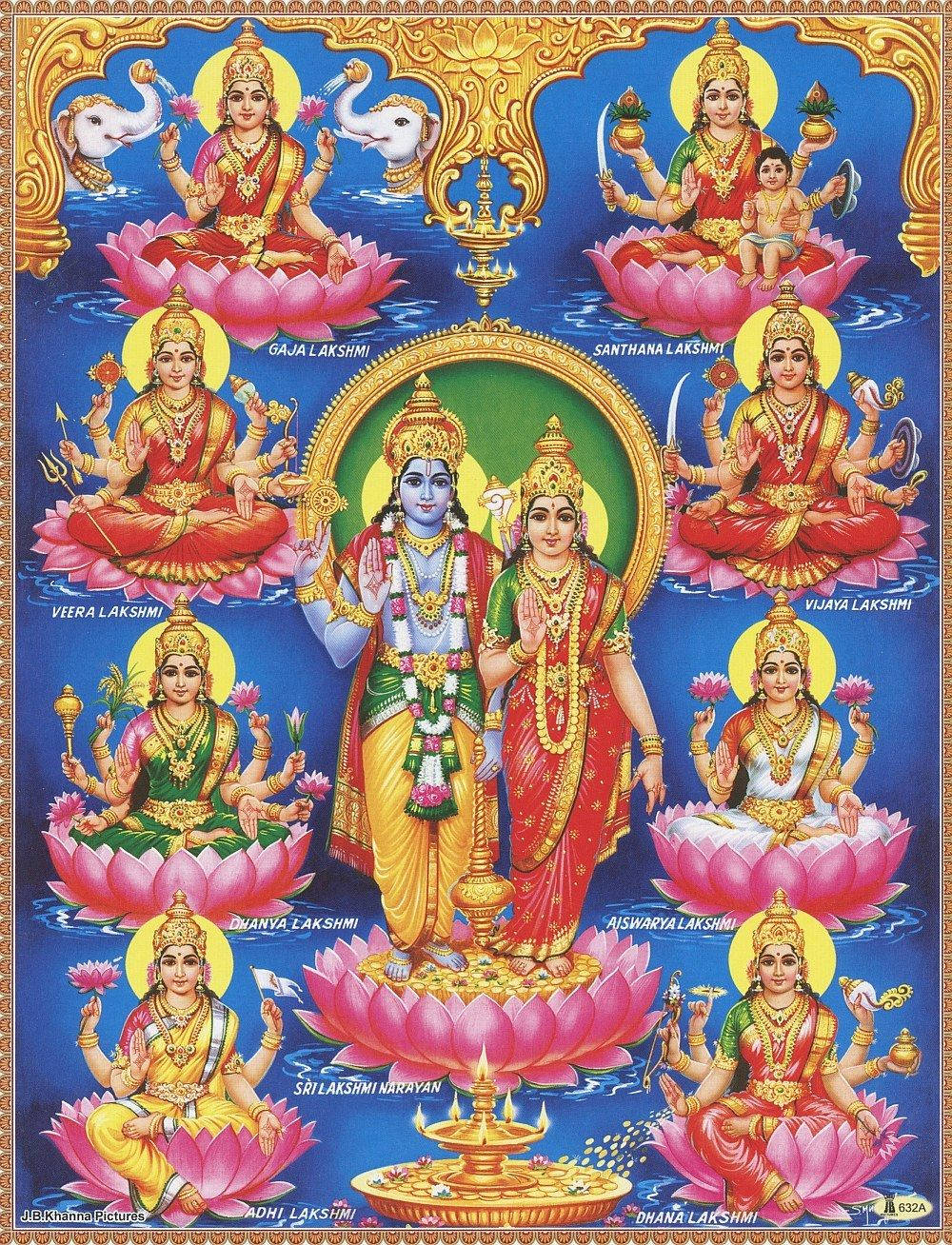 Vishnu And Ashta Lakshmi Avatar Wallpaper