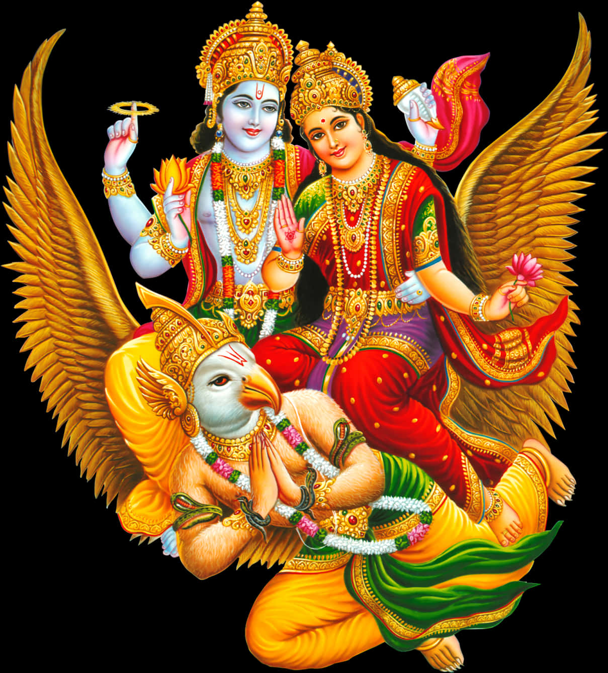 Vishnu_and_ Lakshmi_on_ Garuda PNG