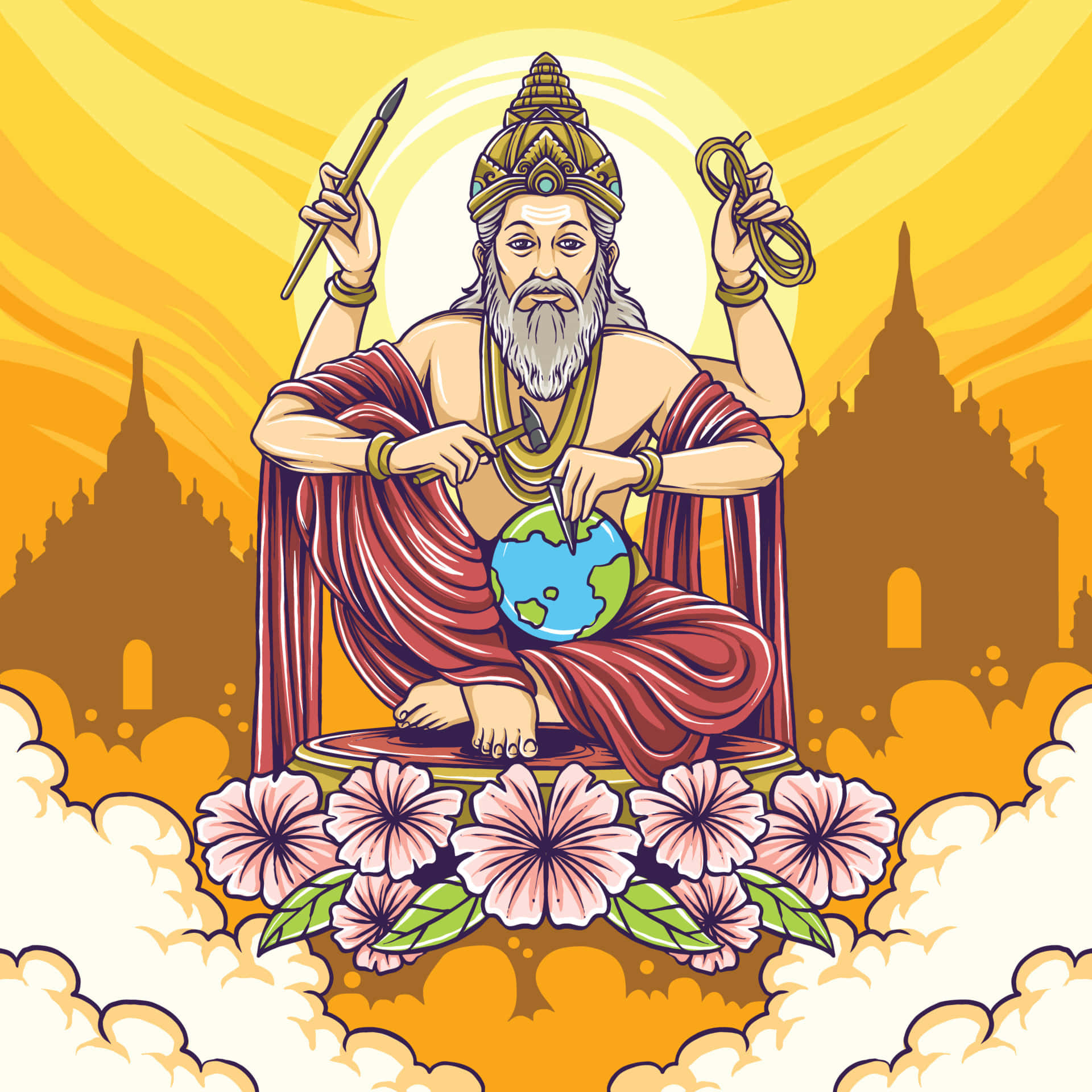 Vishwakarma Divine Architect Illustration Wallpaper