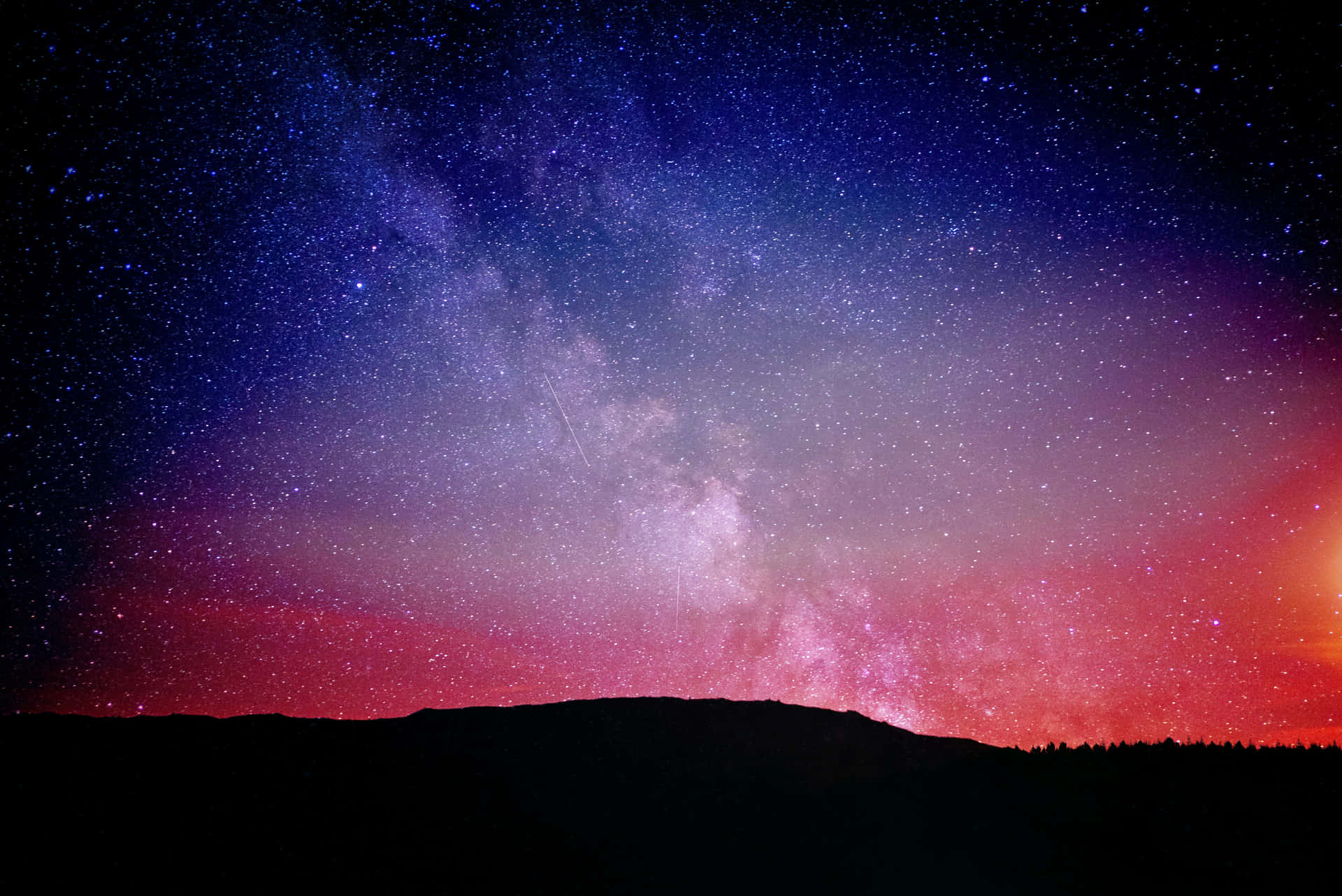Coloridel Tramonto Sul Cielo Notturno Visibile. Sfondo