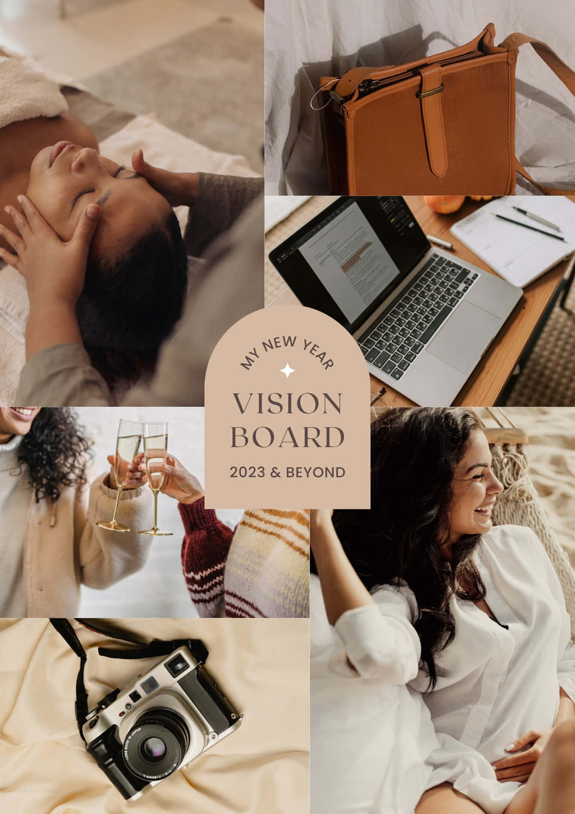 A Collage Of Women With A Camera And A Laptop