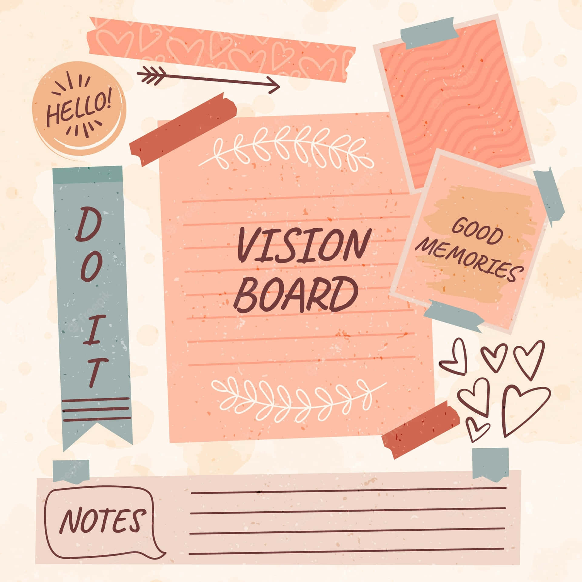 A Vision Board With Stickers And Paper