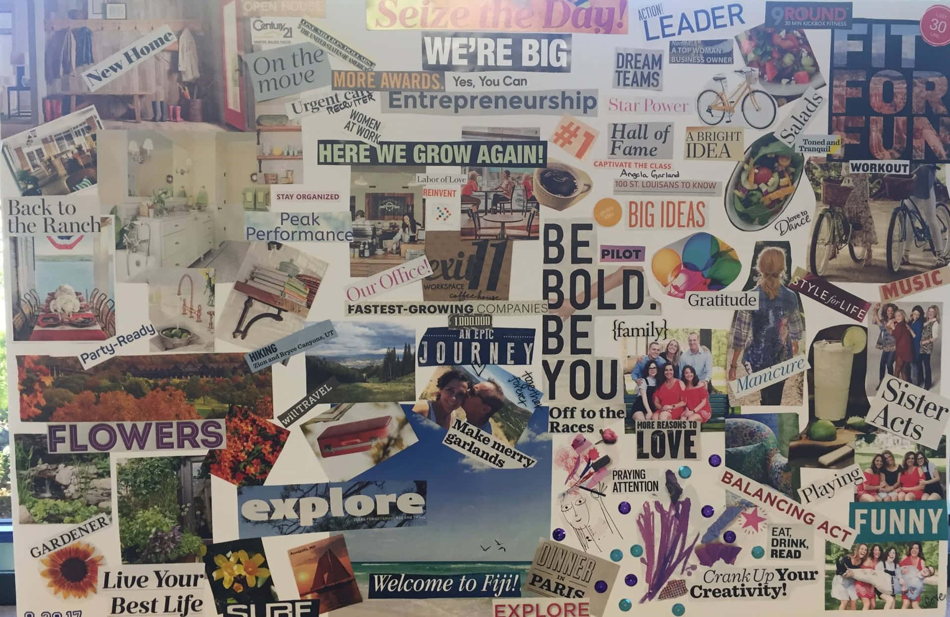 A Collage Of Pictures And Words On A Wall