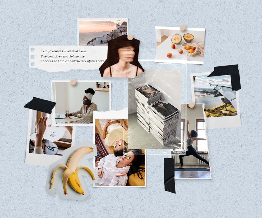 A Collage Of Photos And Pictures With Bananas