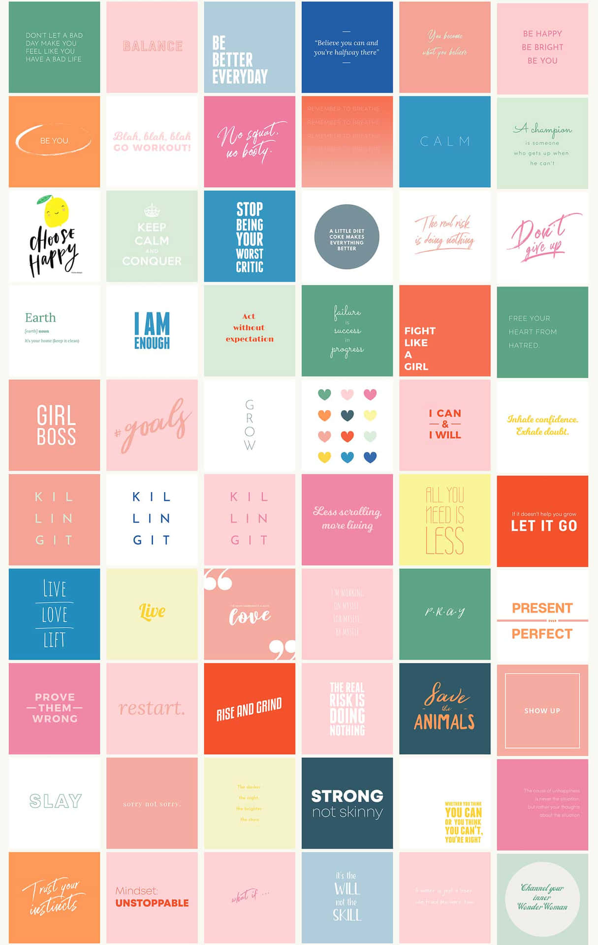 A Collage Of Different Colors And Words Wallpaper