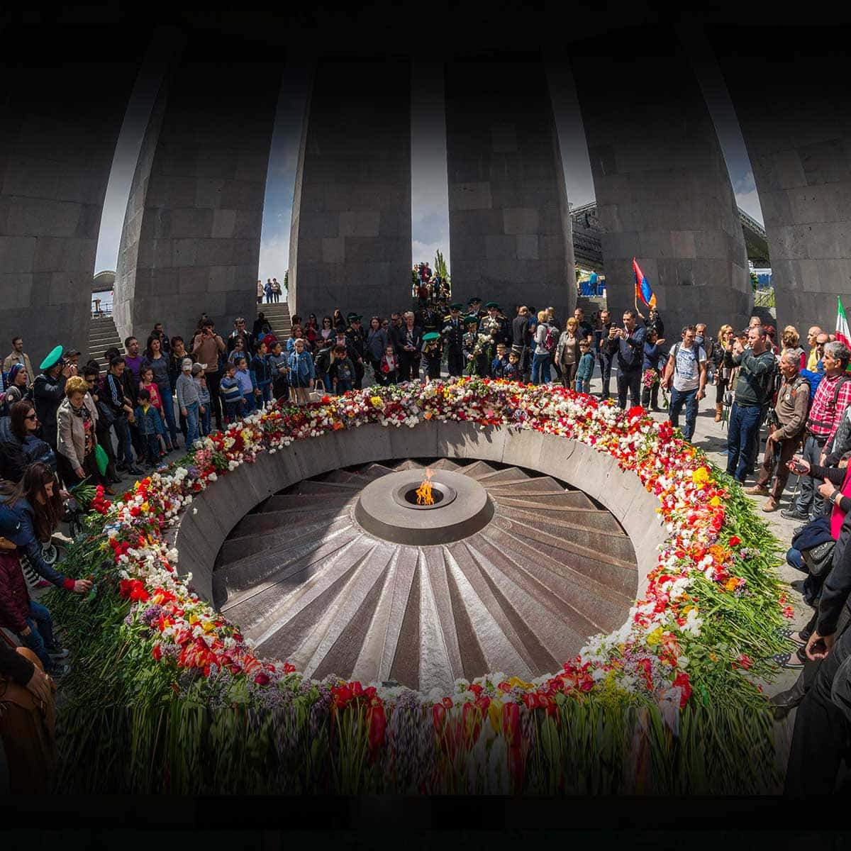 Visitors At The Armenian Genocide Memorial Wallpaper