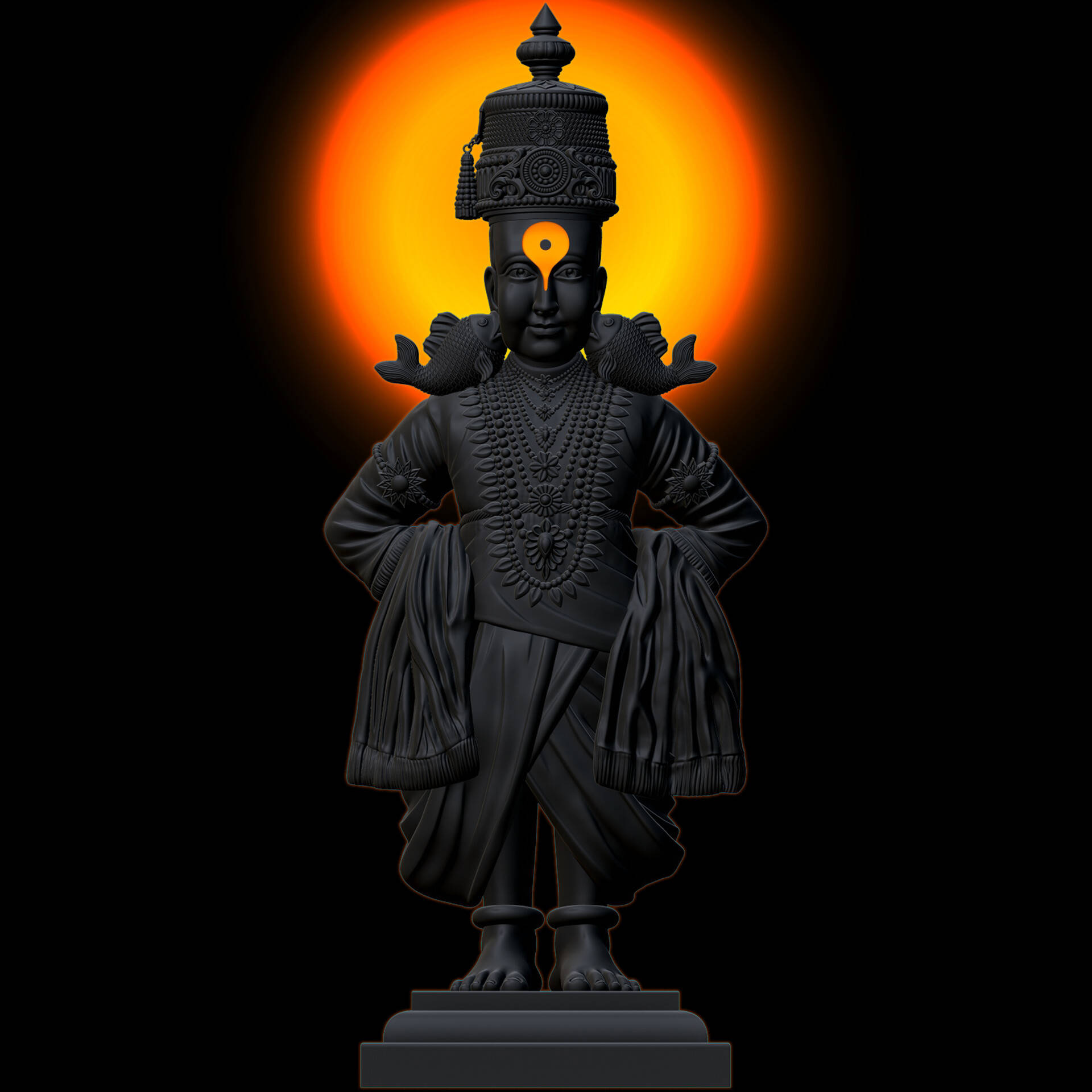 Download Vitthal Rukmini Black Statue Wallpaper 