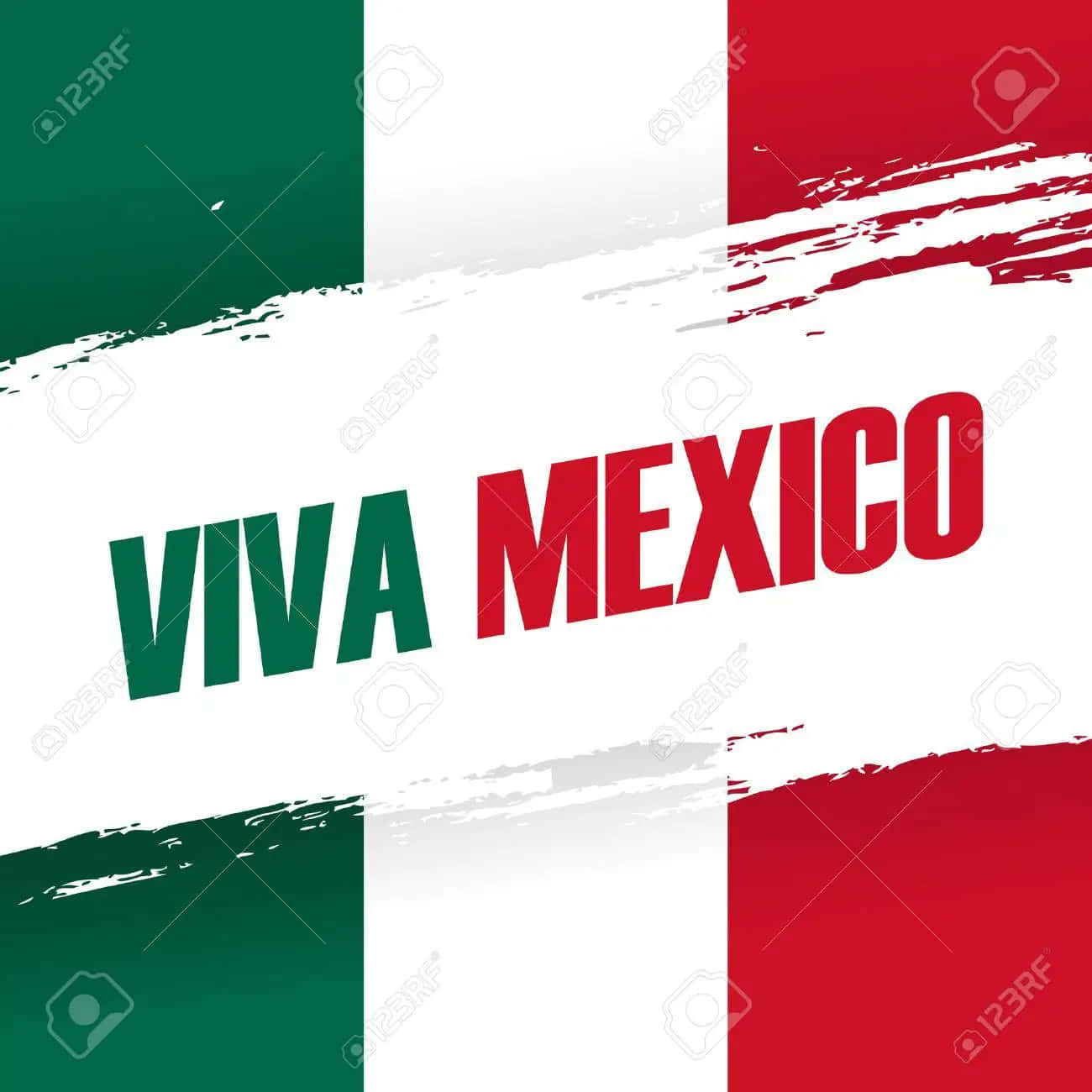 Vivamexico-flagga Med Ordet Viva Mexico Stockvektor Wallpaper