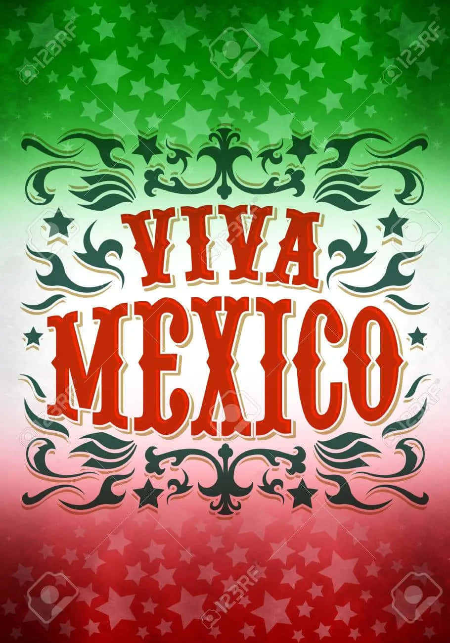 Viva Mexico On A Green, Red And White Background Stock Photo - 6279 Wallpaper