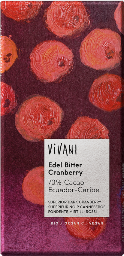 Vivani Cranberry Dark Chocolate Bar PNG