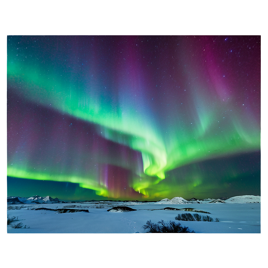 Vivid Aurora Over Tundra Png Mip PNG