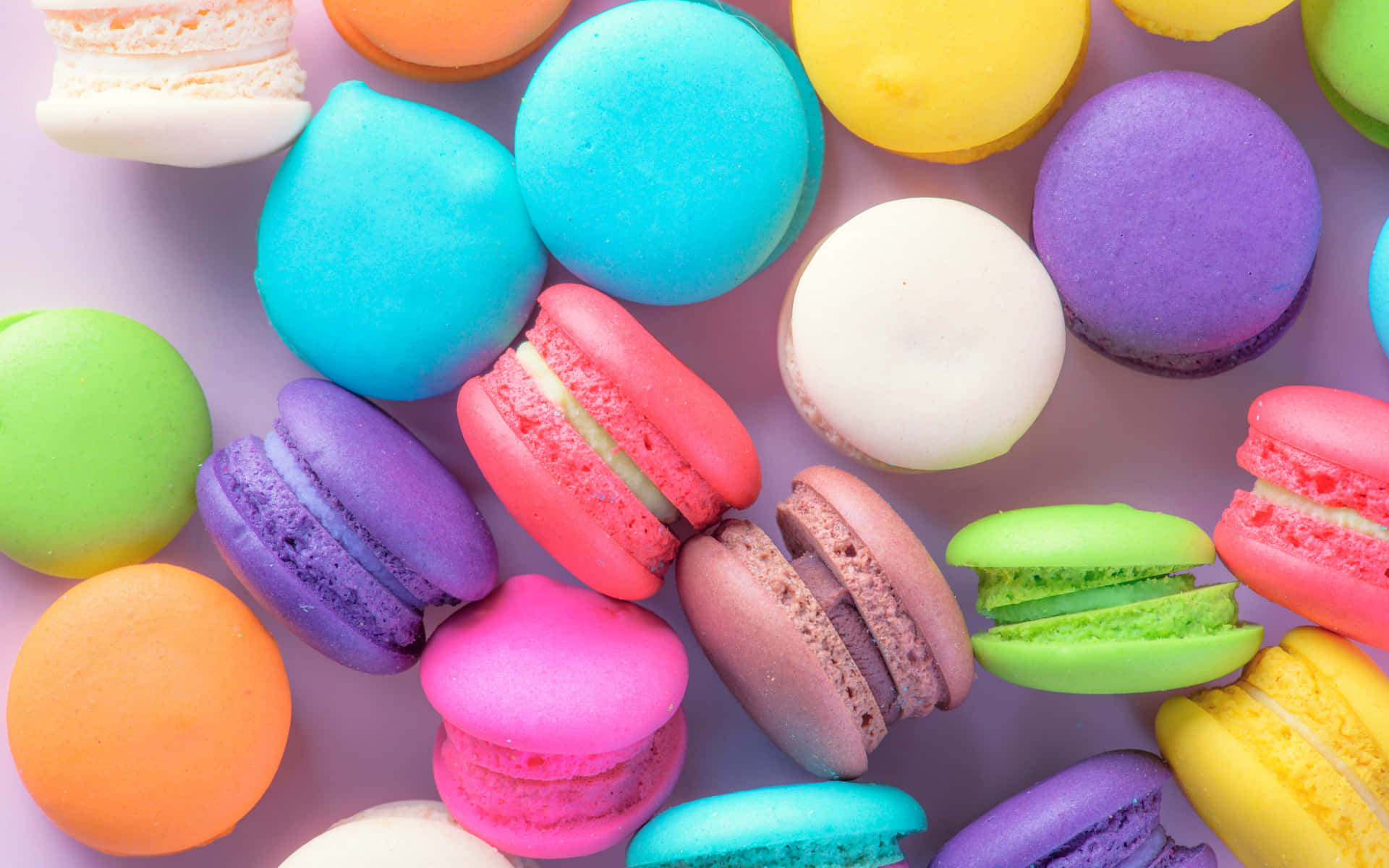 Vivid Colorful Macarons of Different Flavors Wallpaper