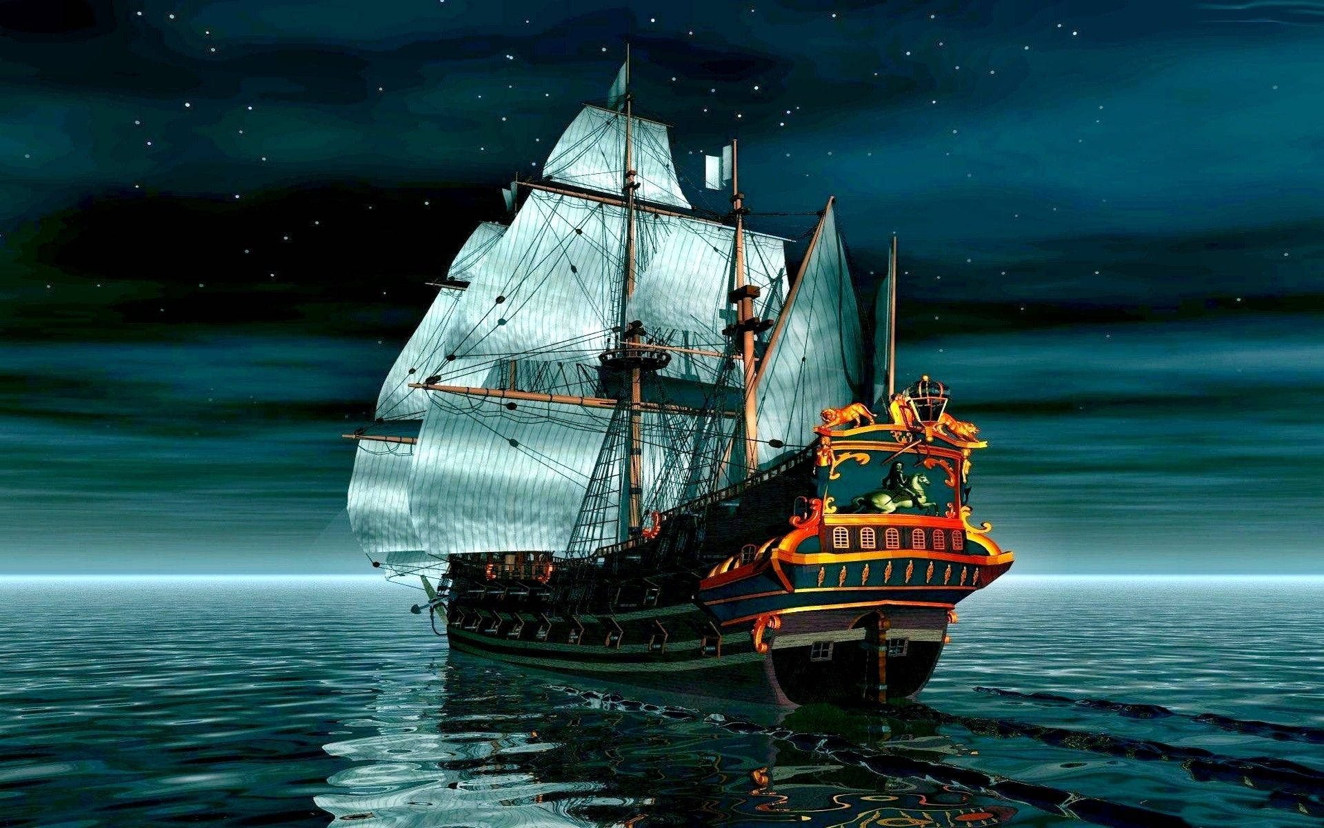 Vivid Pirate Ship Background