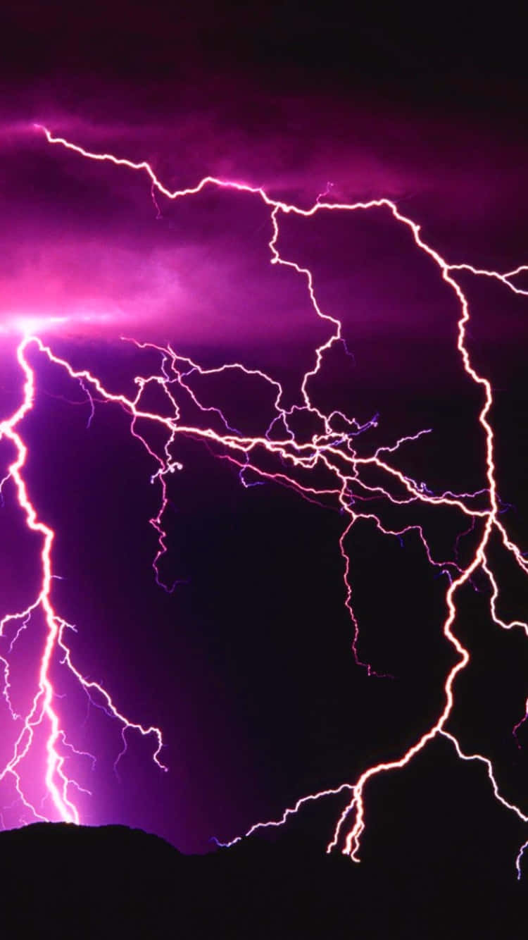 Vivid Purple Lightning Strike Wallpaper