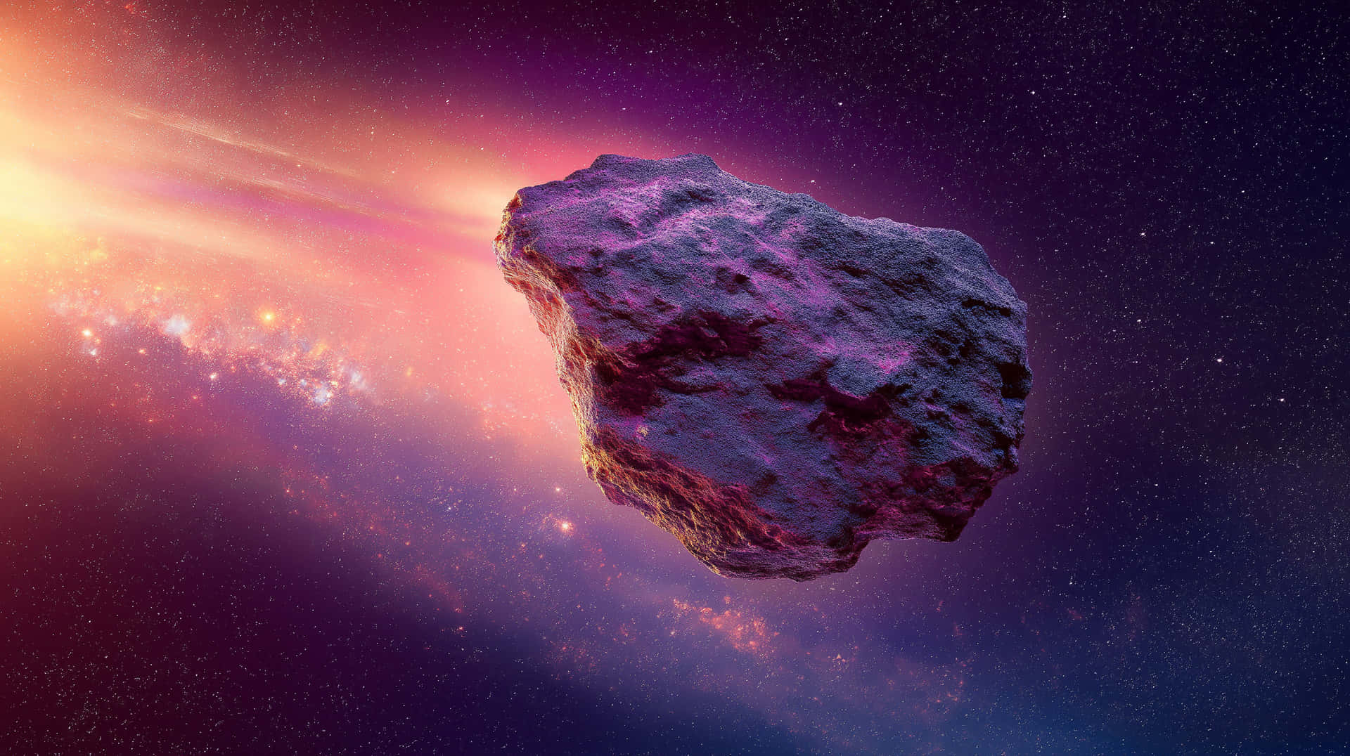 Vivid Purple Meteorite With Glowing Trail In Deep Space Wallpaper