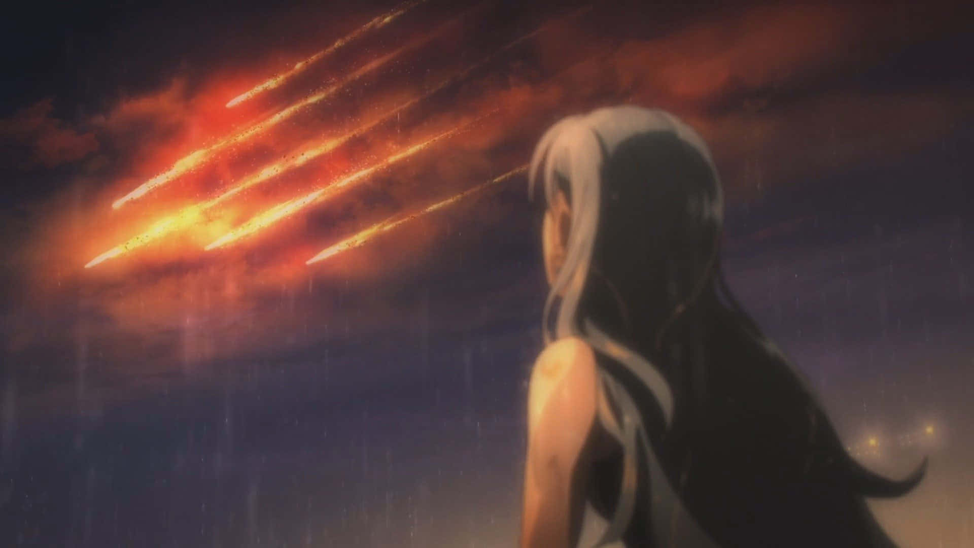 A Girl Is Looking At A Fireball In The Sky