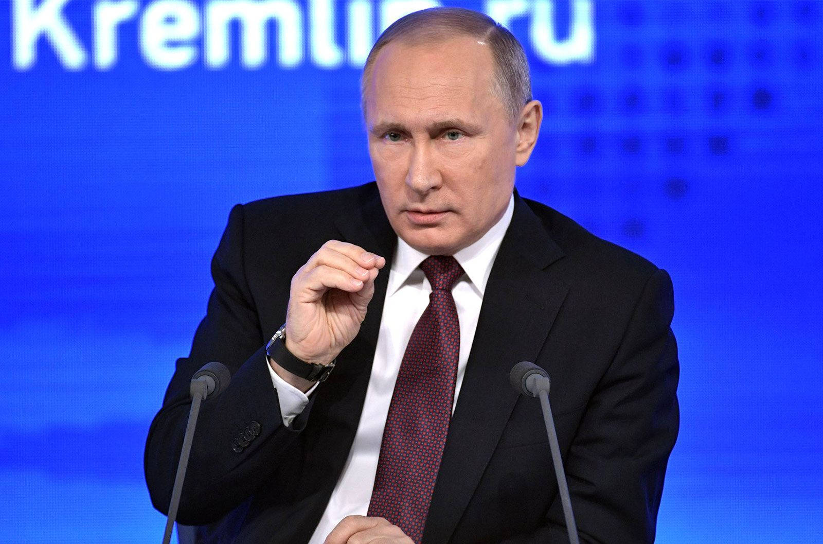 Vladimir Putin Giving Speech With Hand Gesture Wallpaper