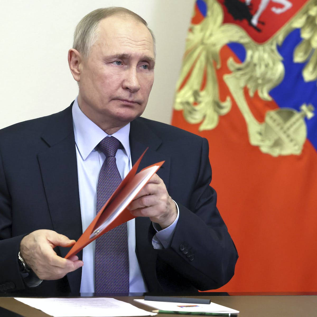 Vladimir Putin Holding A Paper Folder Wallpaper