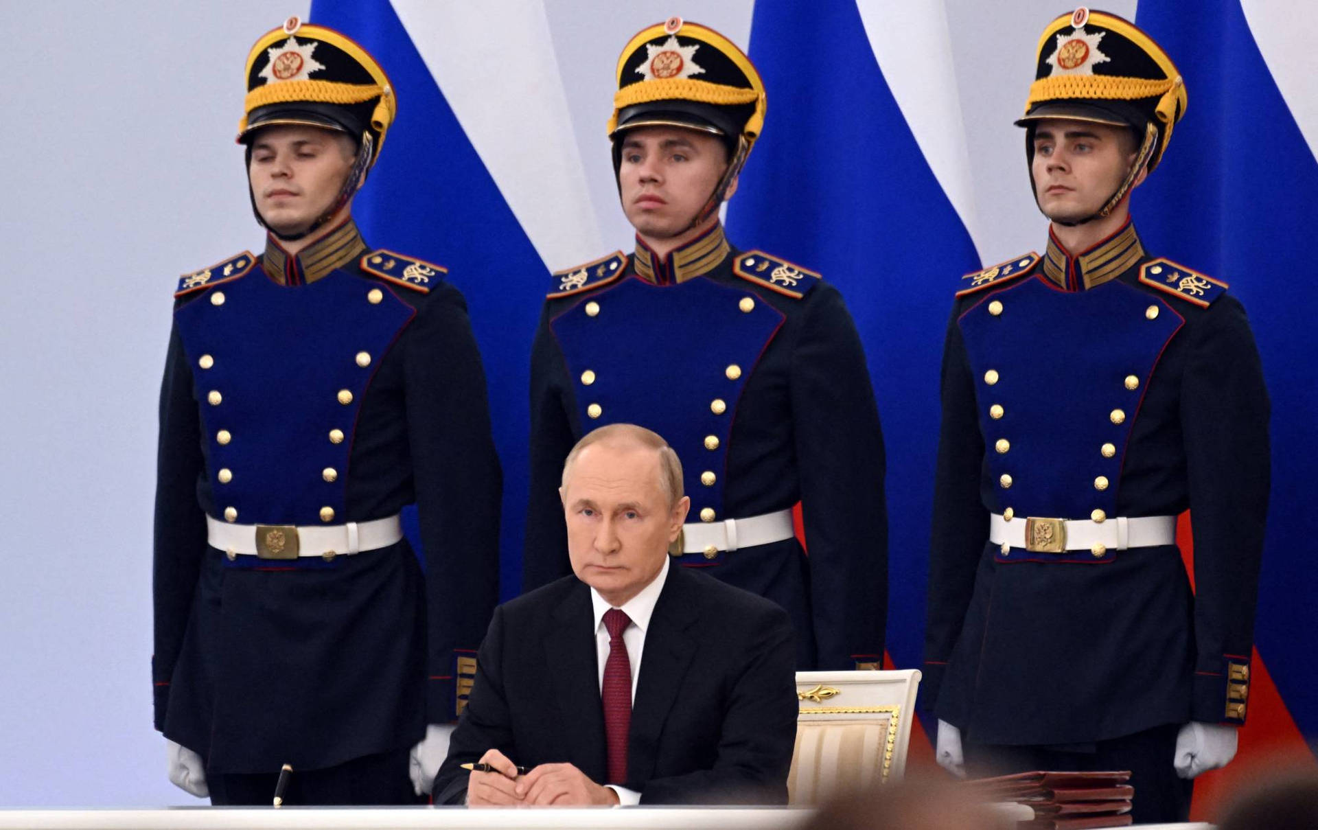 Vladimir Putin With Three Guards Wallpaper
