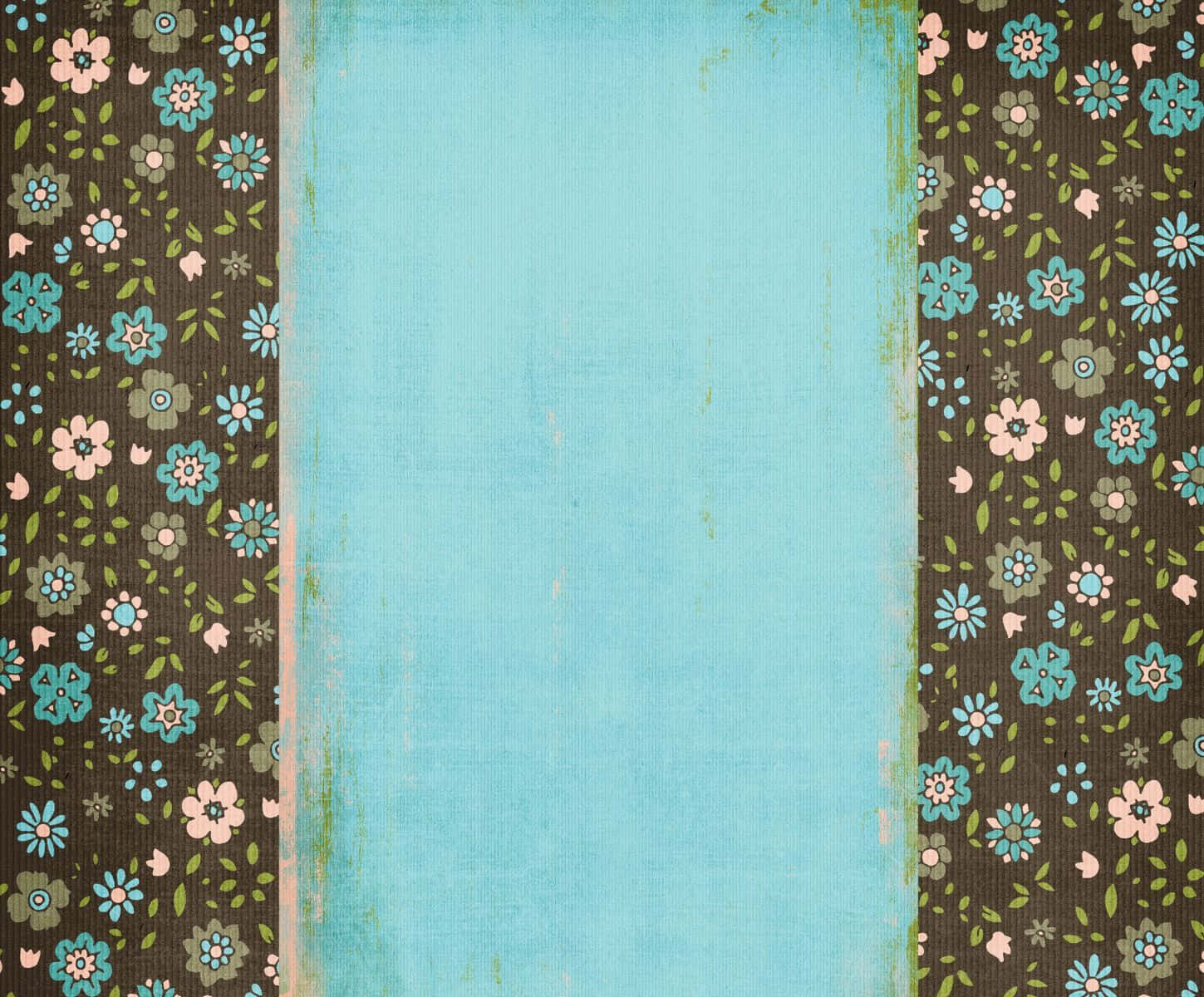 A Blue And Brown Background With Flowers