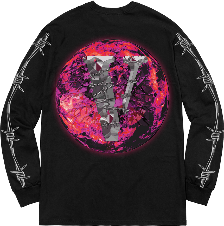 Vlone Barbed Wire Logo Long Sleeve Shirt PNG