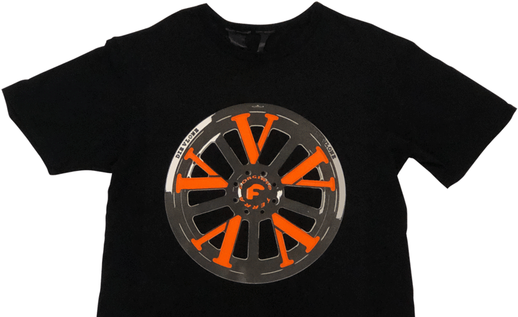 Vlone Black Orange Wheel T Shirt PNG