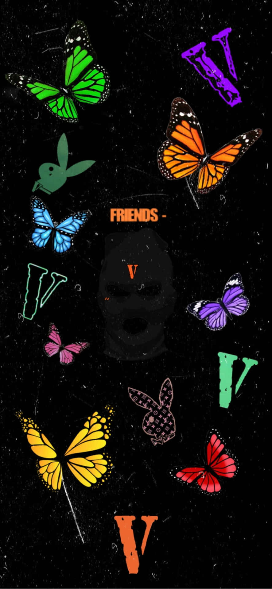 Vlone Iphone Friends Butterflies Wallpaper