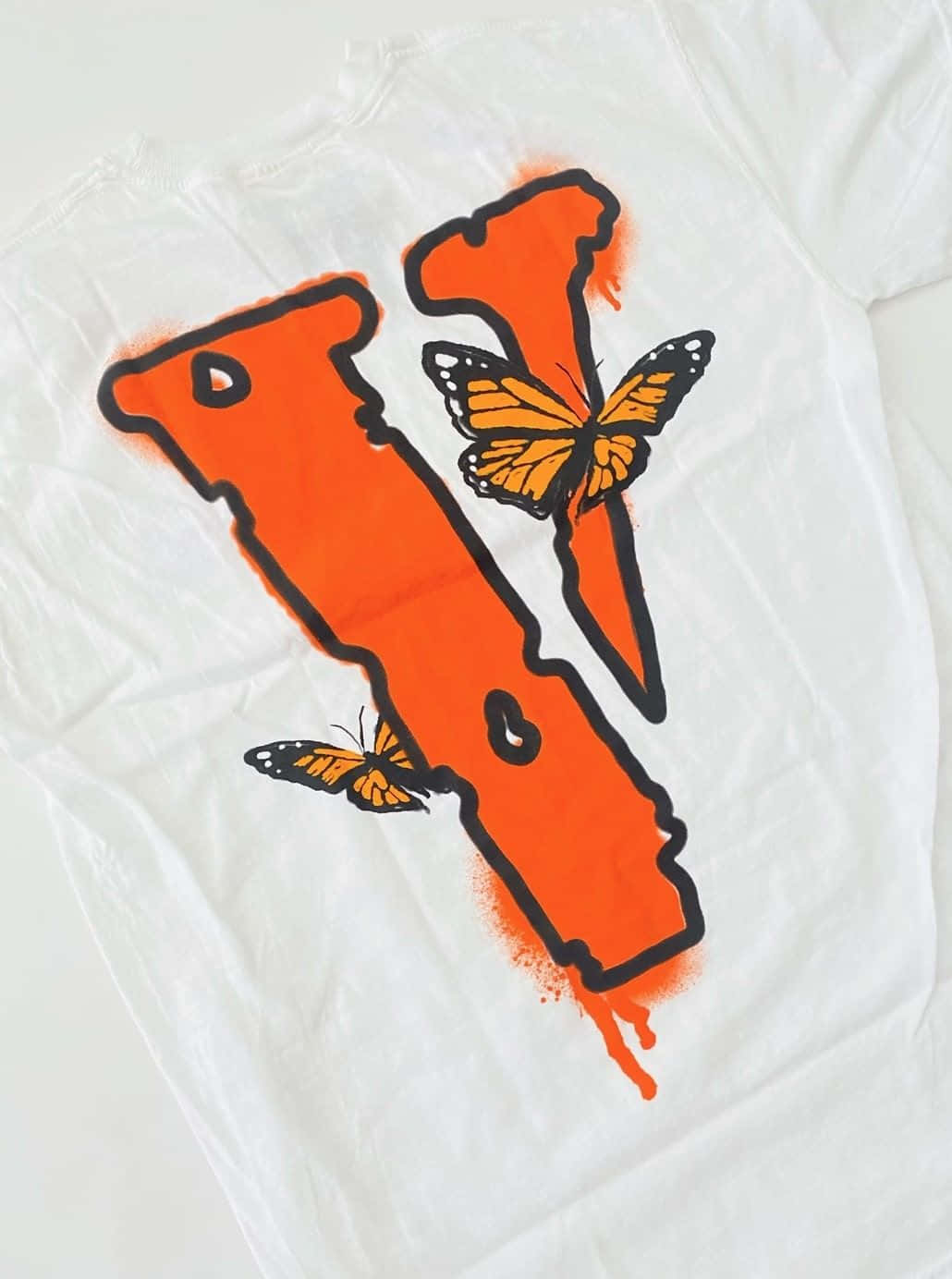 Vlone Iphone Butterfly White T-shirt Wallpaper