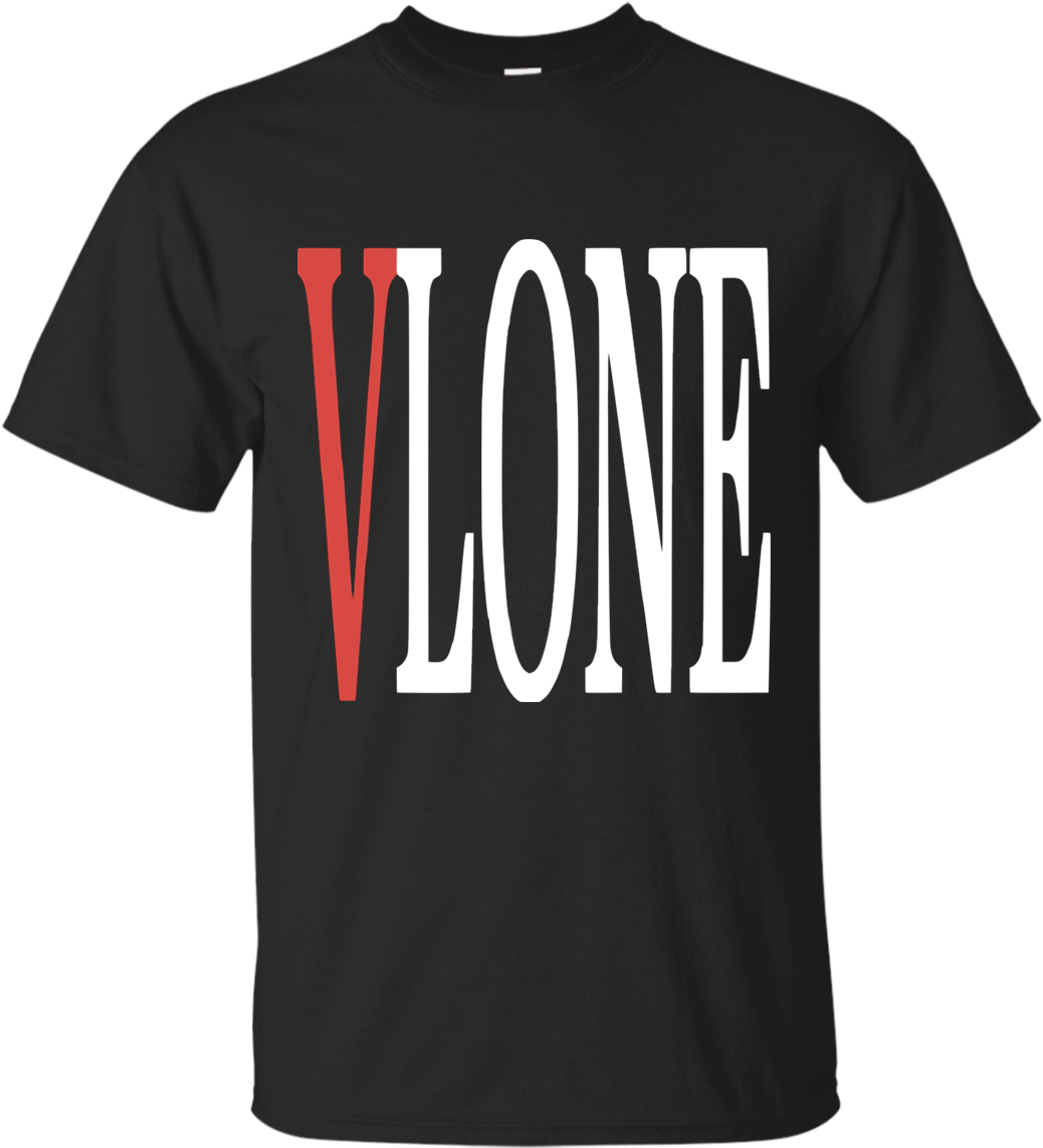 Vlone Logo Black T Shirt PNG