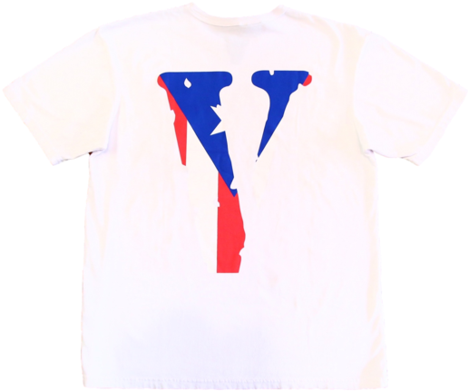 Vlone Staple Tee White Blue Red PNG
