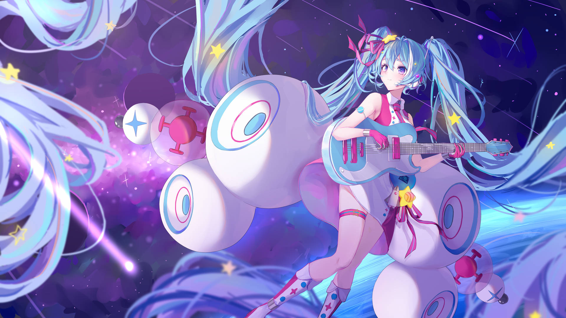 Miku Hatsune and friends singing their hearts out Wallpaper