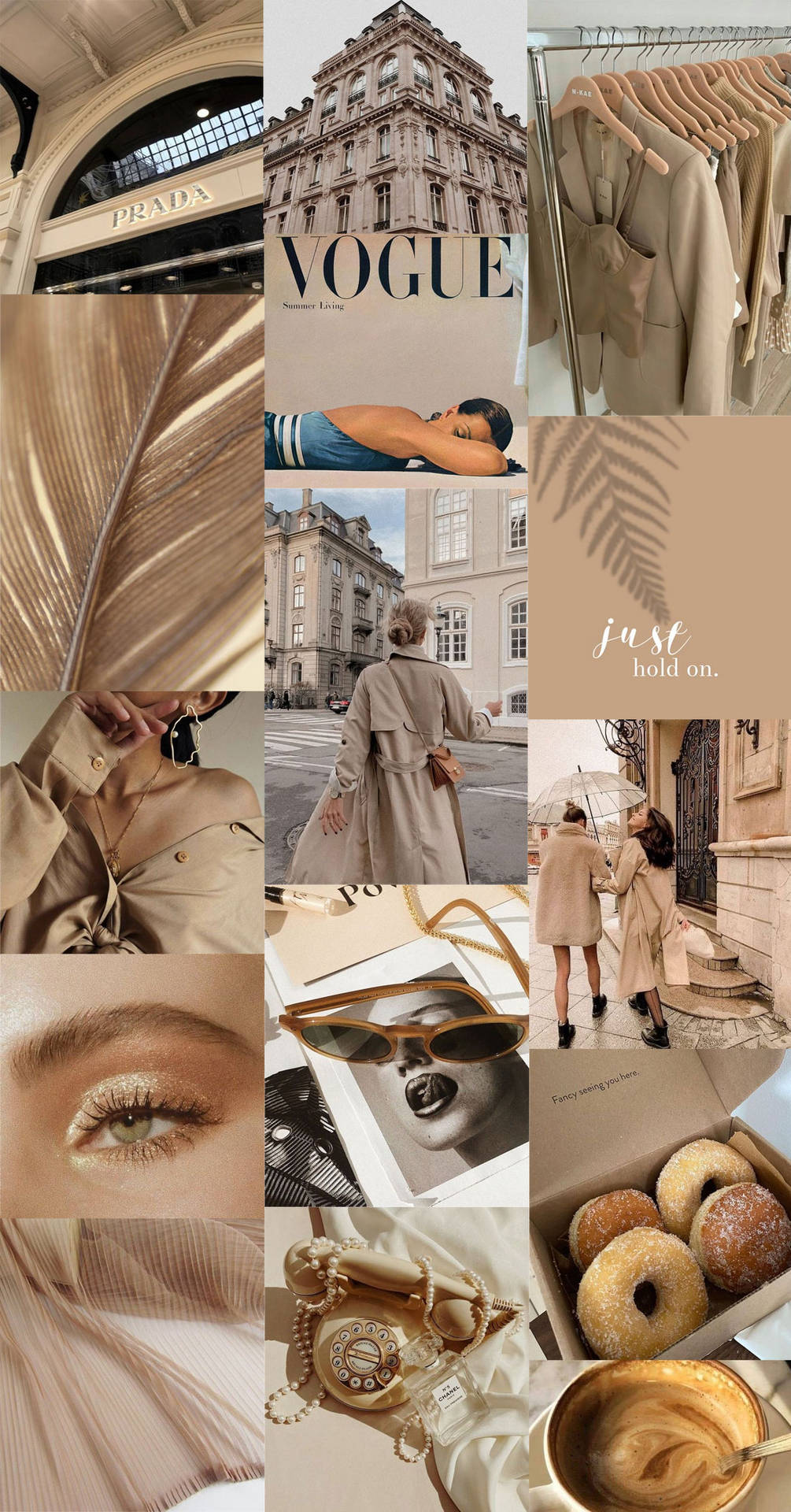 Vogue Beige Aesthetic Collage Background