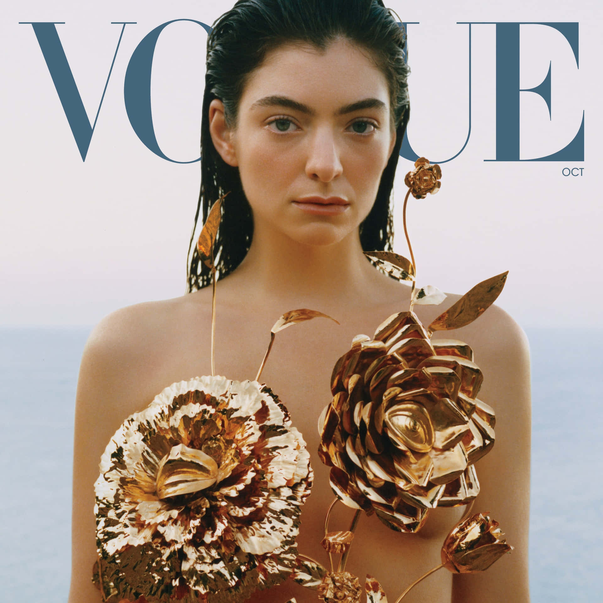 Vogue Floral Metallic Fashion Cover October Wallpaper