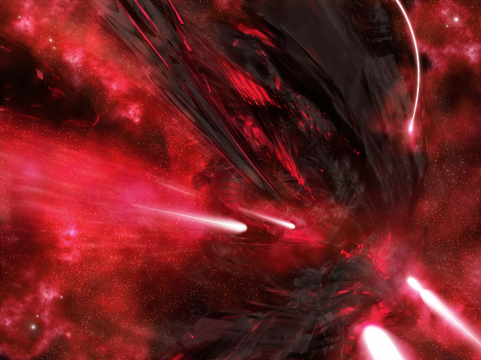 A Red Spaceship In A Red Space Wallpaper