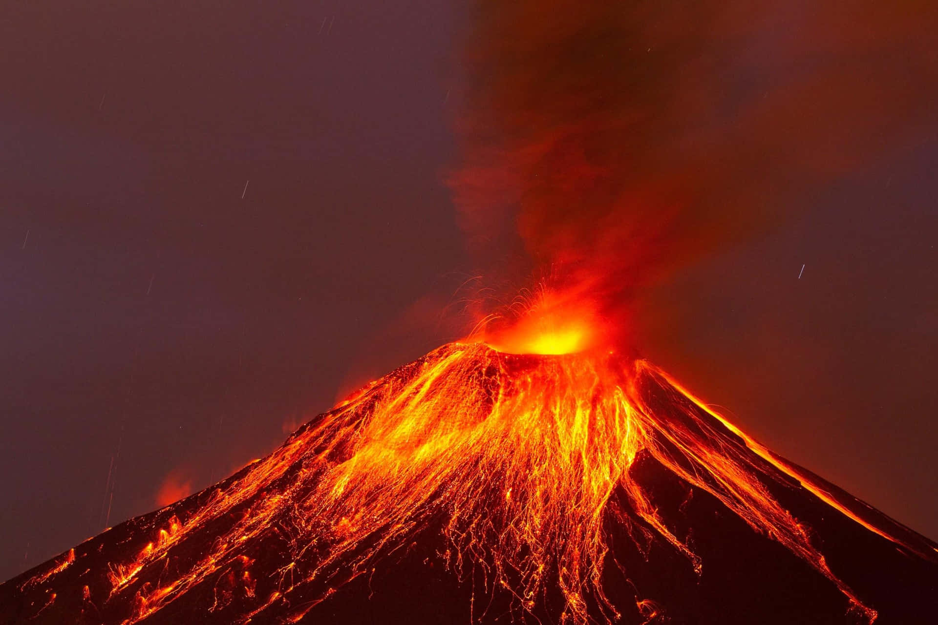 Flujode Magma Fundido Del Volcán De Fuego Fondo de pantalla