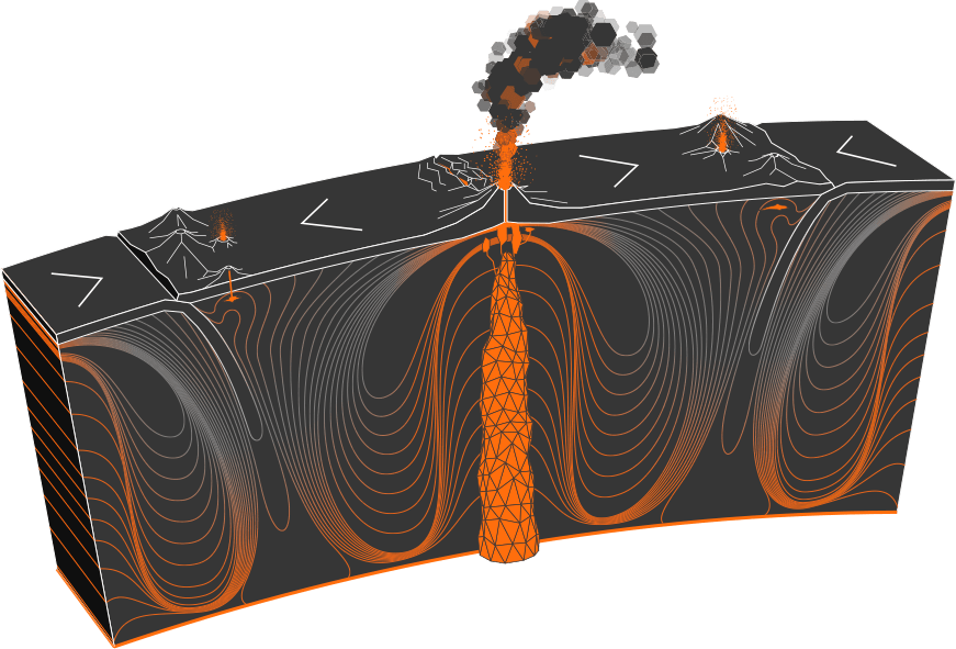 Volcanic Eruption Cross Section Illustration PNG