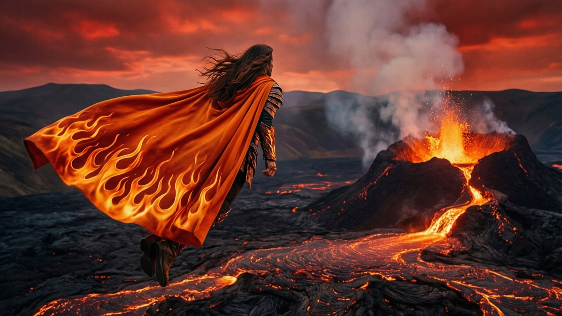 Volcanic Flame Cape Bakgrunner