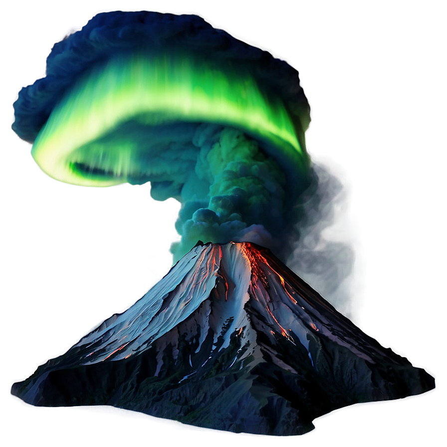 Download Volcano And Aurora Borealis Png Edm | Wallpapers.com