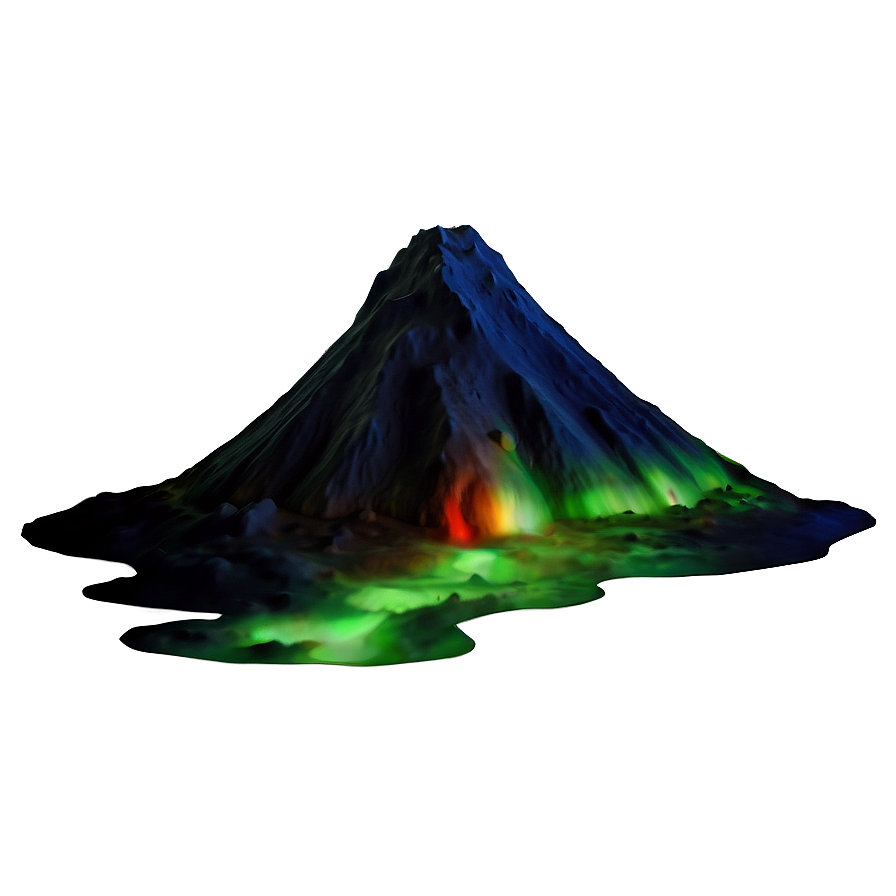 Volcano And Aurora Borealis Png Qsf77 PNG