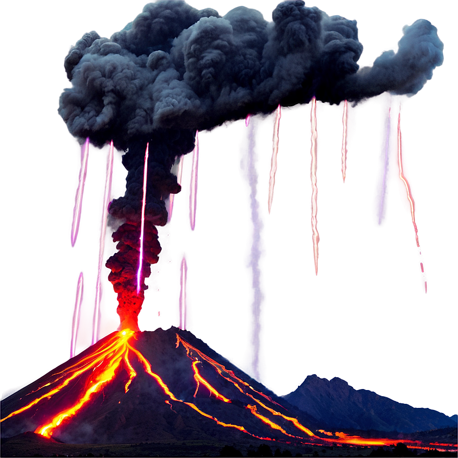 Volcano And Lightning Png 05232024 PNG
