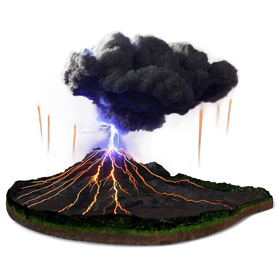 Volcano And Lightning Png Bya75 PNG